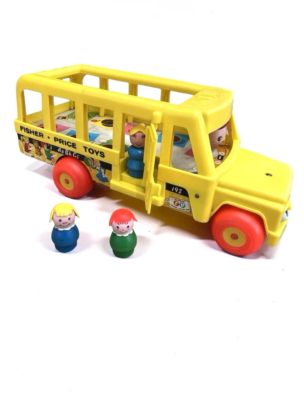 Vintage Fisher-Price Little People School Bus #192 + Wood Figures